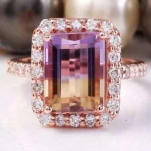 set with natural gems Rose gold ring